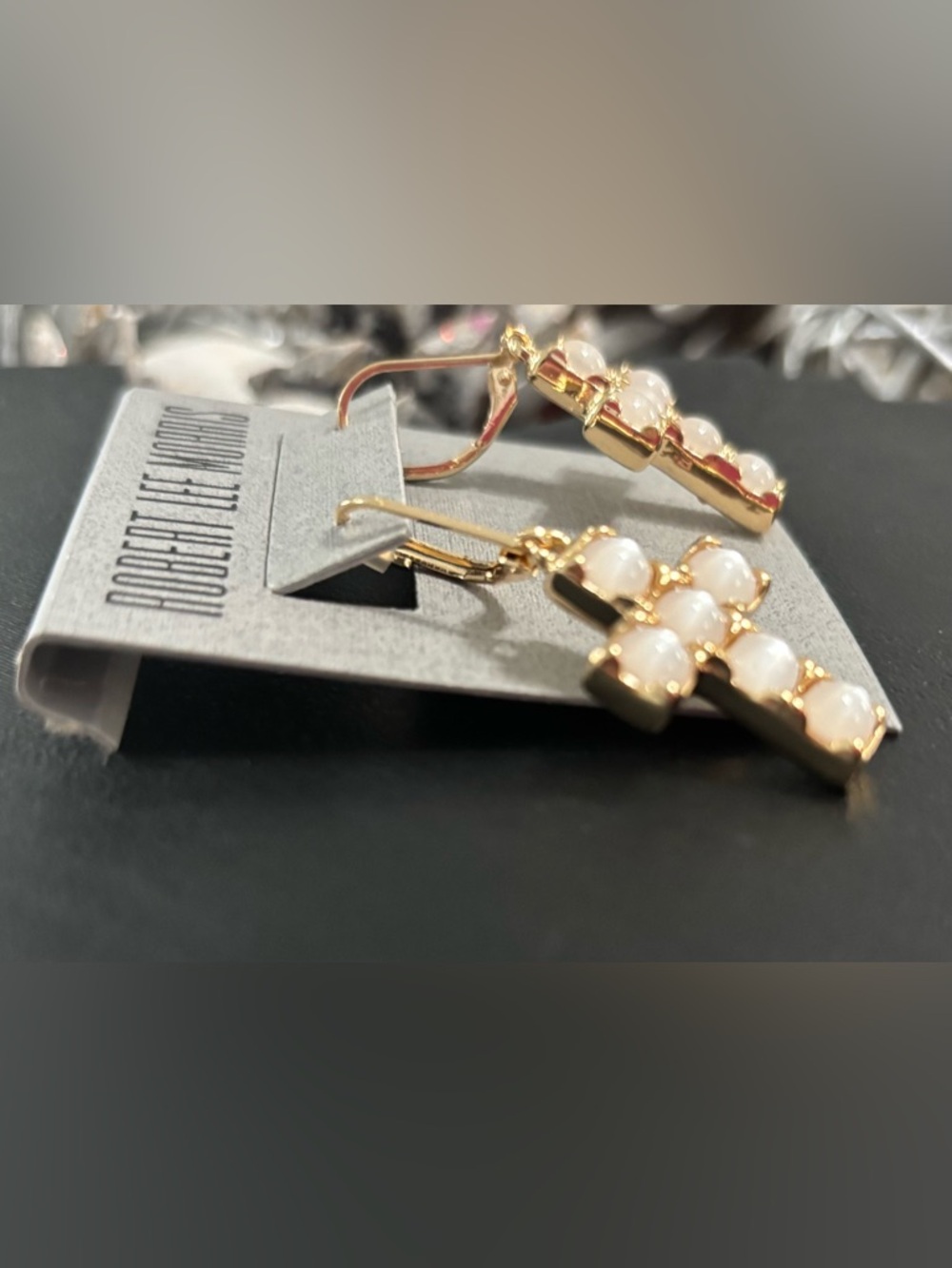 Robert Lee Morris Mother of Pearl Cross Earrings - Picture 6 of 7